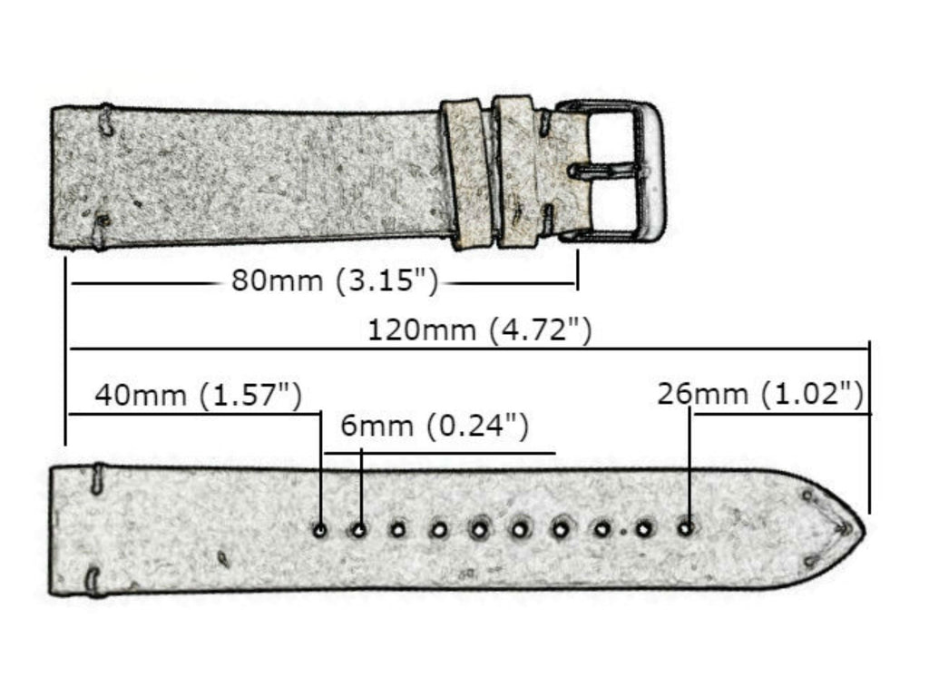 time+ 2 Piece Distressed Leather Watch Strap Vintage Brown