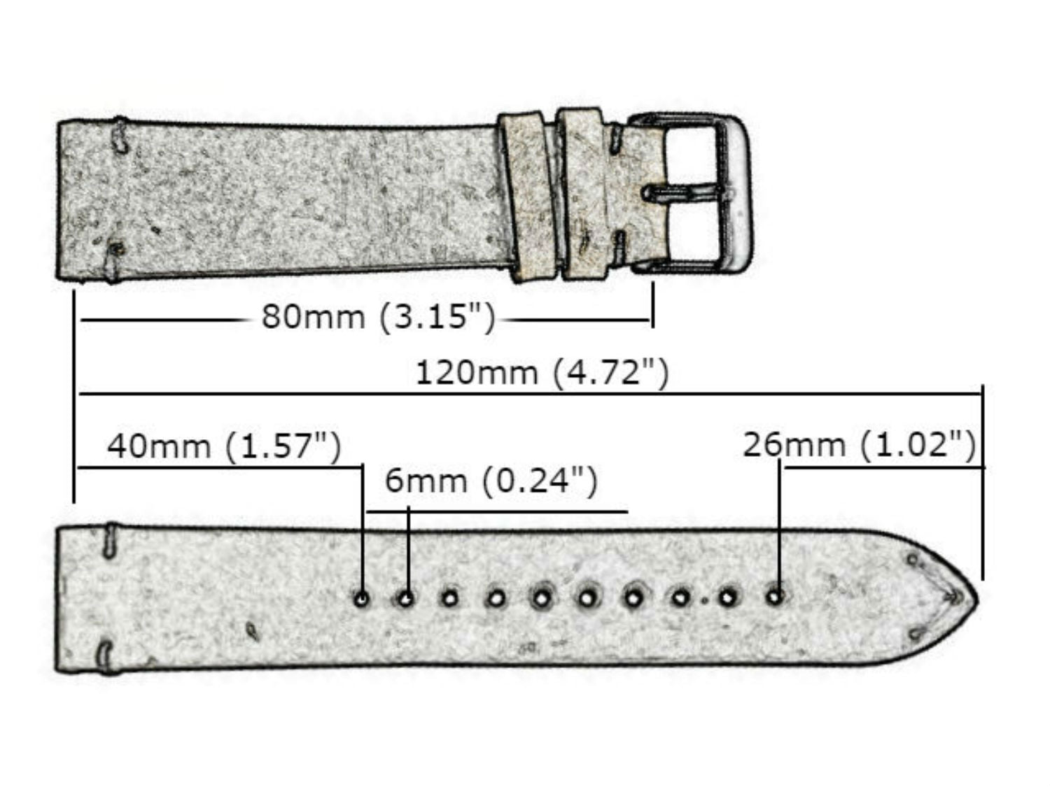 time+ 2 Piece Distressed Leather Watch Strap Vintage Brown