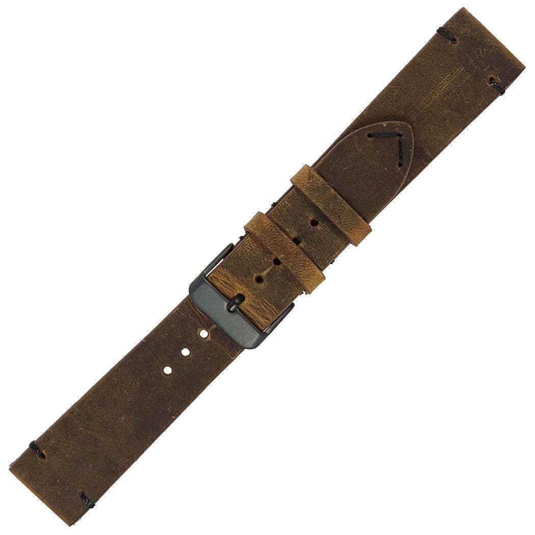 time+ 2 Piece Distressed Leather Watch Strap Vintage Brown