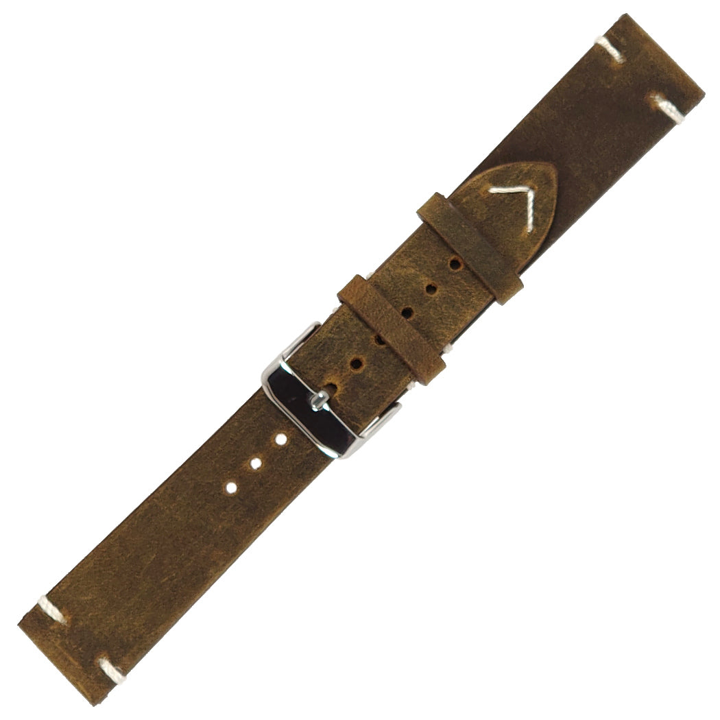 time+ 2 Piece Distressed Leather Watch Strap Vintage Brown