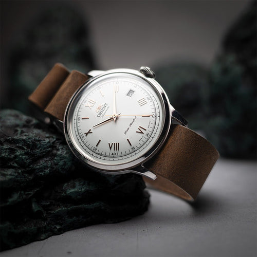 time+ 3 - ring Distressed Leather Military Watch Strap Vintage Brown 