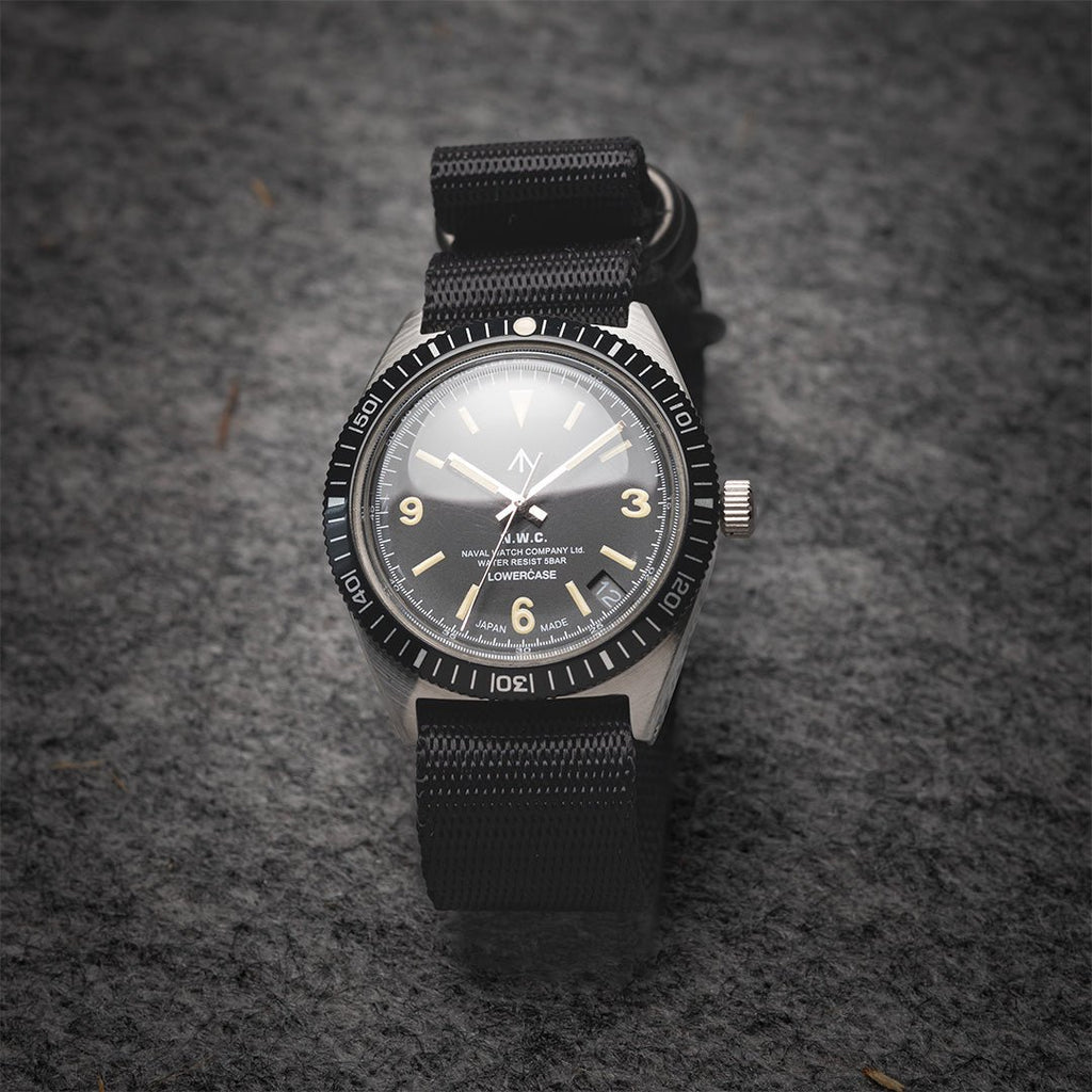 time+ 3 - ring Seat Belt Nylon Military Watch Strap Black - Matte Black