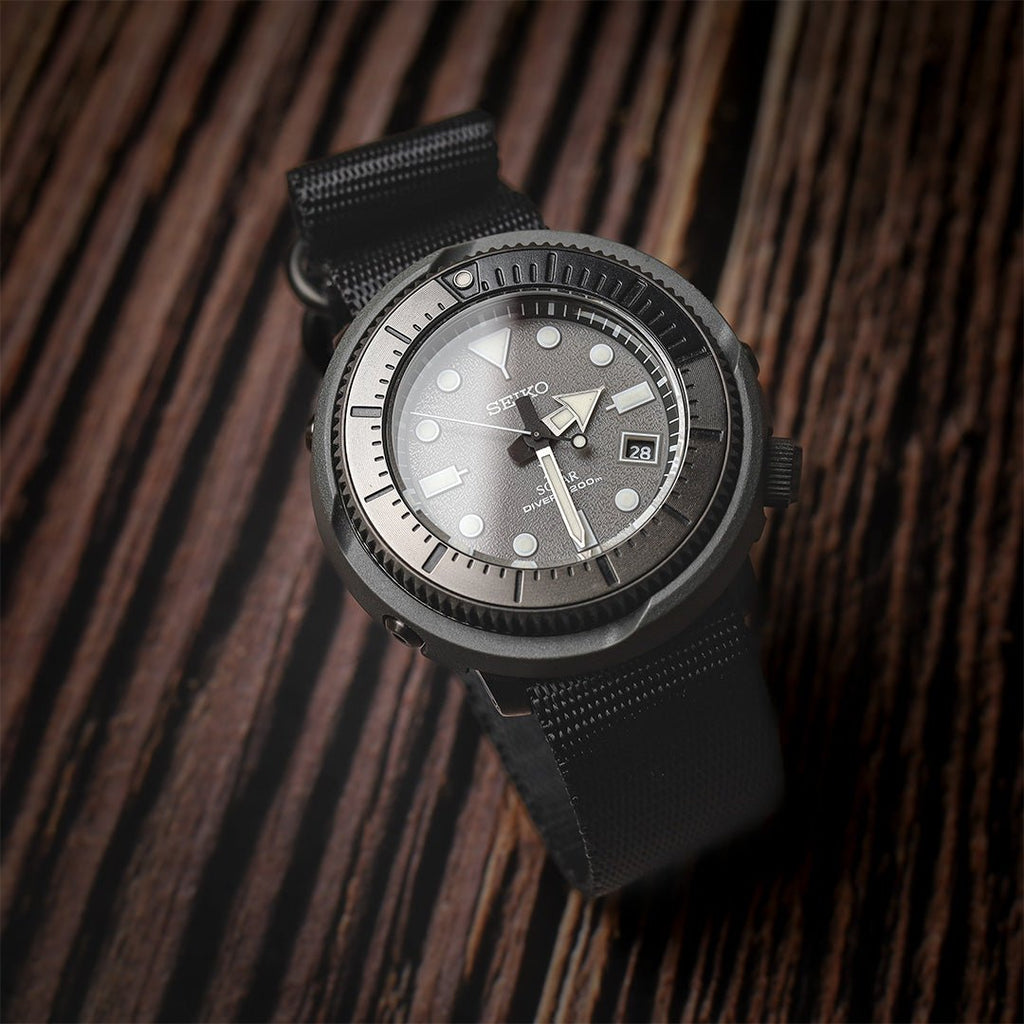 time+ 3 - ring Seat Belt Nylon Military Watch Strap Black - Matte Black