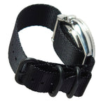 time+ 3 - ring Seat Belt Nylon Military Watch Strap Black - Matte Black