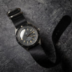 time+ 3 - ring Seat Belt Nylon Military Watch Strap Black - Brushed