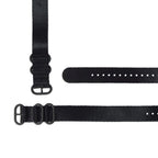 time+ 3 - ring Seat Belt Nylon Military Watch Strap Black - Matte Black