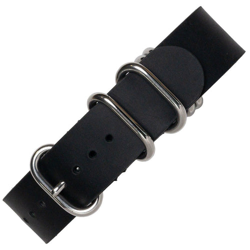 time+ 5 - ring Black Leather Military Watch Strap