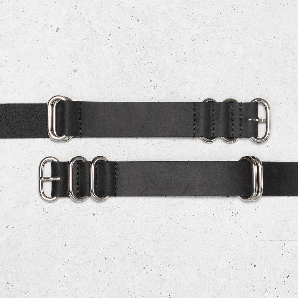 time+ 5 - ring Black Leather Military Watch Strap