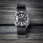 time+ 5 - ring Black Leather Military Watch Strap