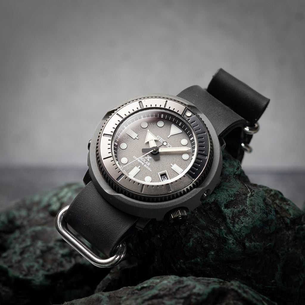 time+ 5 - ring Black Leather Military Watch Strap