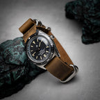 time+ 5 - ring Distressed Leather Military Watch Strap Vintage Brown 