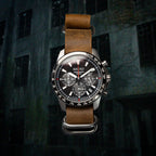 time+ 5 - ring Distressed Leather Military Watch Strap Vintage Brown 
