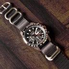 time+ 5 - ring Seat Belt Nylon Military Watch Strap Black - Brushed