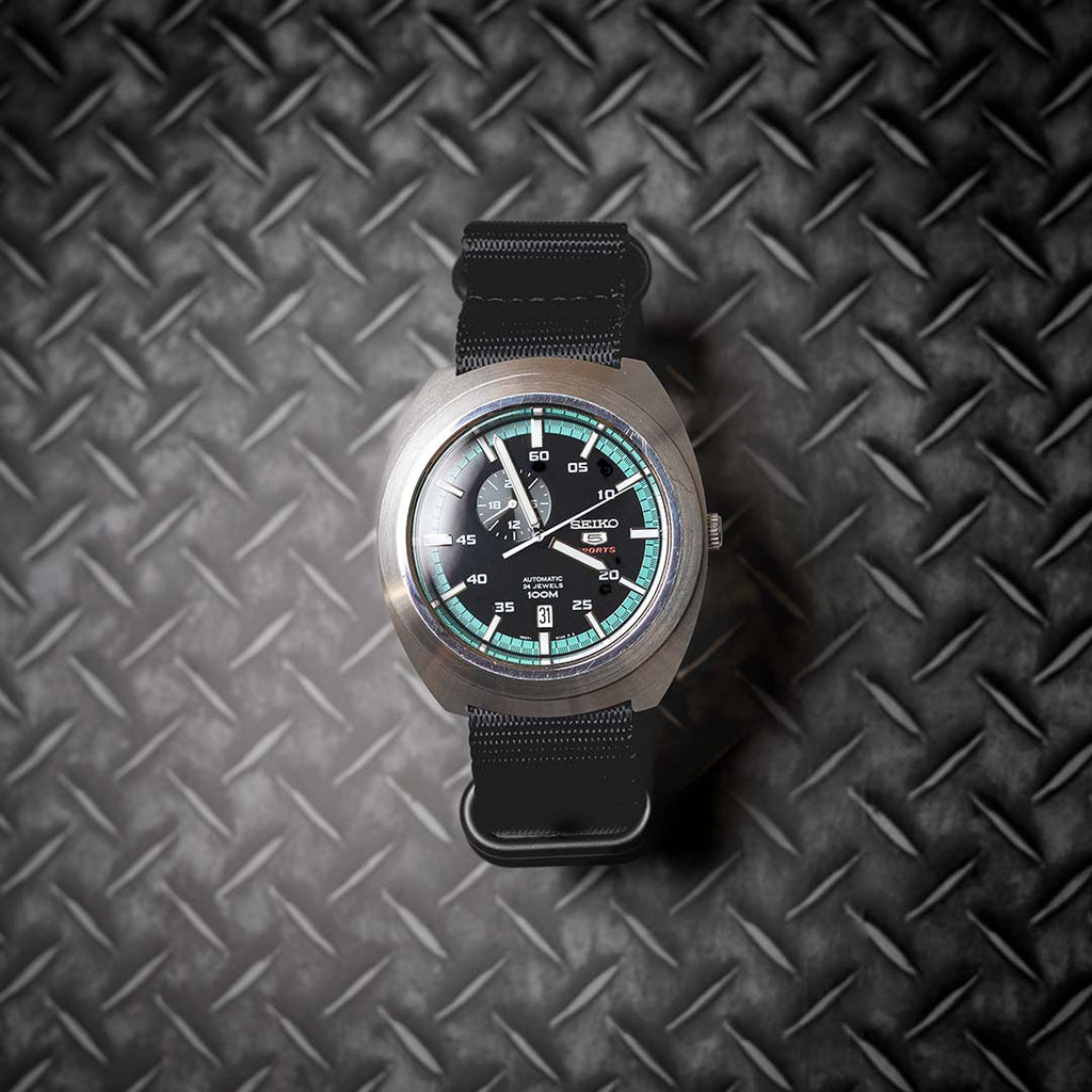 time+ 5 - ring Seat Belt Nylon Military Watch Strap Black - Matte Black