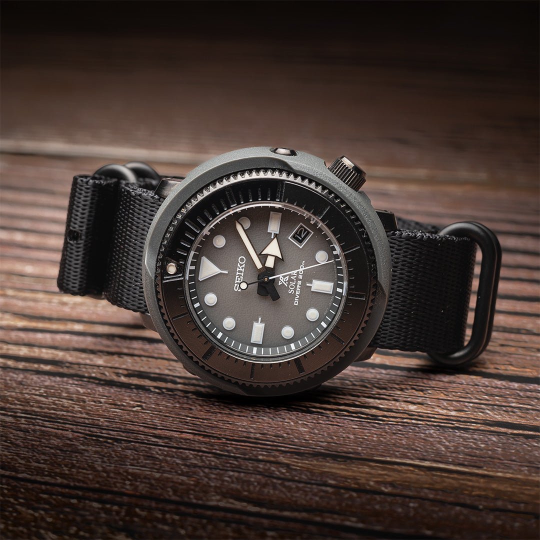 time+ 5 - ring Seat Belt Nylon Military Watch Strap Black - Matte Black