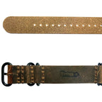 time+ 5 - ring Distressed Leather Military Watch Strap Vintage Brown - Matte Black