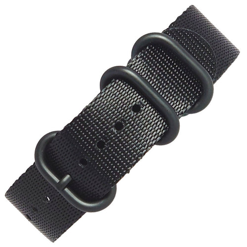 time+ 5 - ring Seat Belt Nylon Military Watch Strap Black - Matte Black