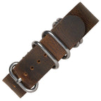 time+ 5 - ring Distressed Leather Military Watch Strap Vintage Brown