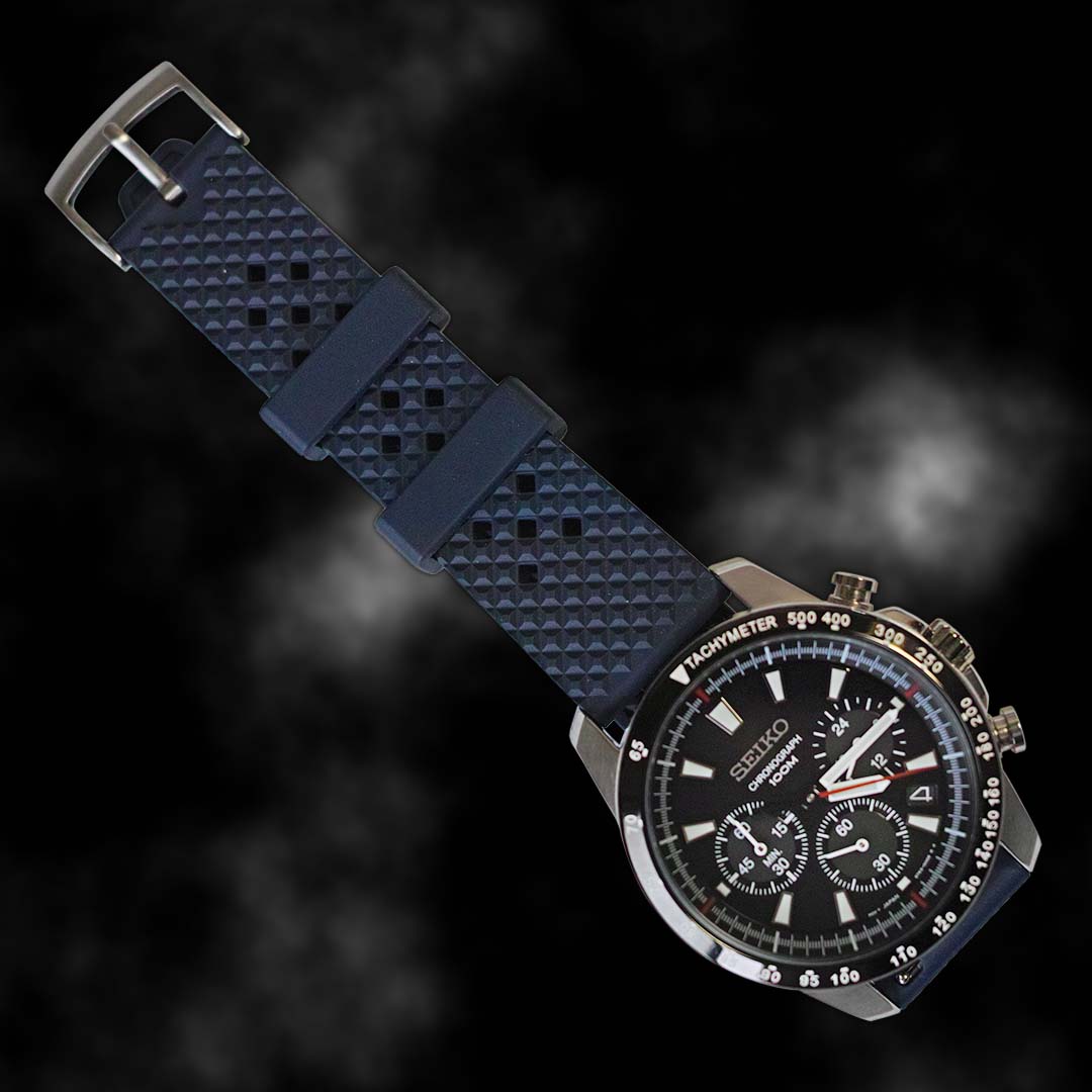 time+ FKM Rubber Tropical Quick Release Watch Strap Navy