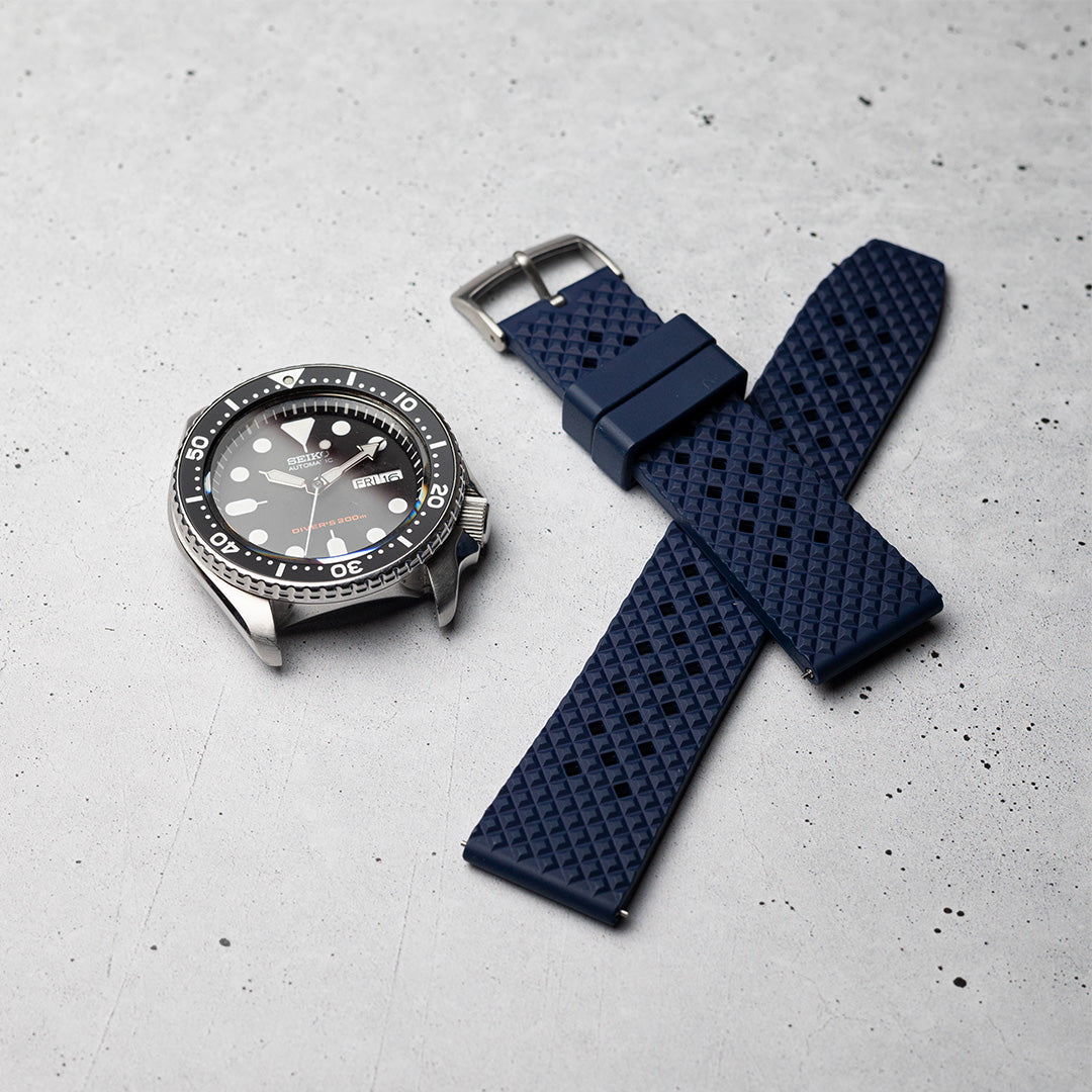 time+ FKM Rubber Tropical Quick Release Watch Strap Navy