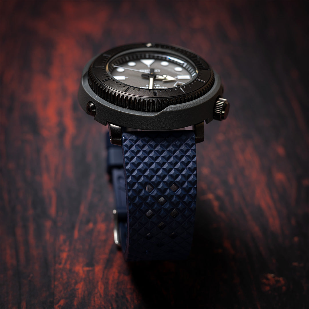time+ FKM Rubber Tropical Quick Release Watch Strap Navy