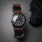 time+ 5 - ring Oil Leather Military Watch Strap Dark Brown