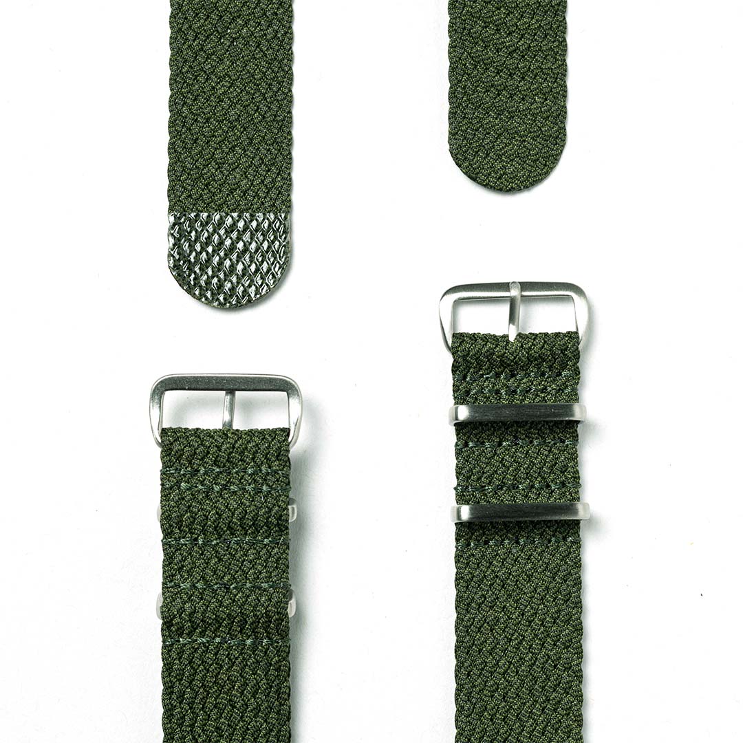 time+ Perlon Military Watch Strap Green