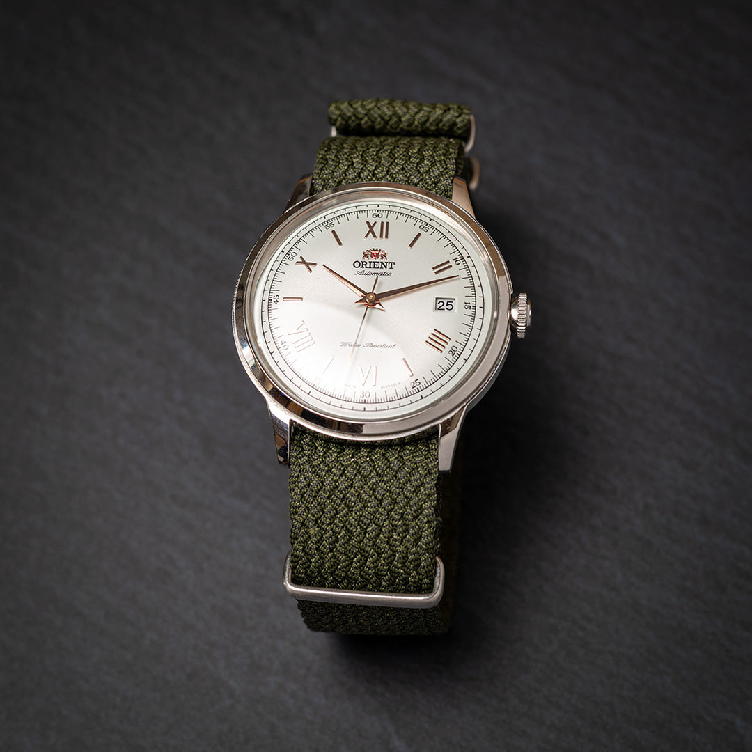 time+ Perlon Military Watch Strap Green