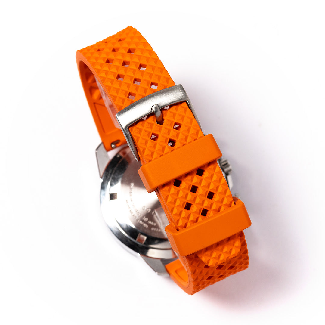 time+ FKM Rubber Fluororubber Tropical Style Quick Release 2 Piece Watch Strap Band Orange