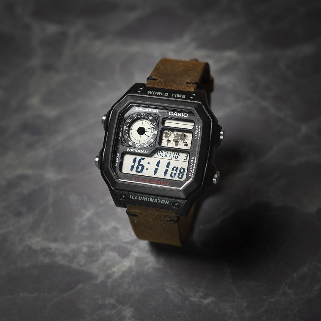 time+ 2 Piece Distressed Leather Watch Strap Vintage Brown