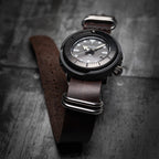 time+ 5 - ring Oil Leather Military Watch Strap Dark Brown