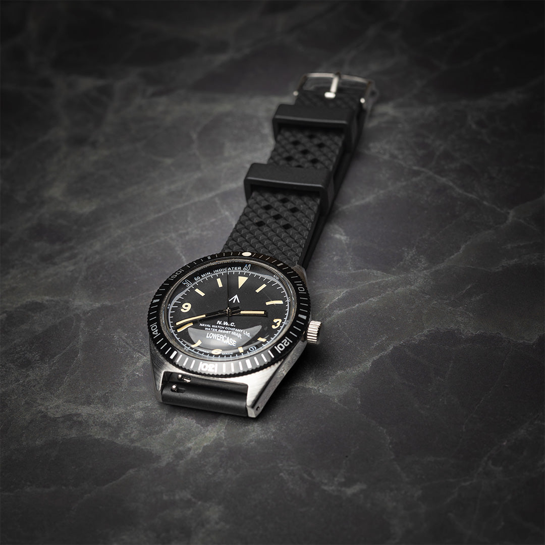 time+ FKM Rubber Tropical Quick Release Watch Strap Black