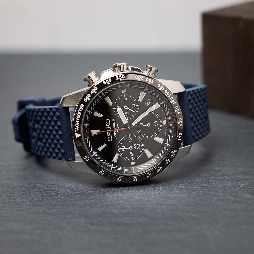 time+ FKM Rubber Tropical Quick Release Watch Strap Navy