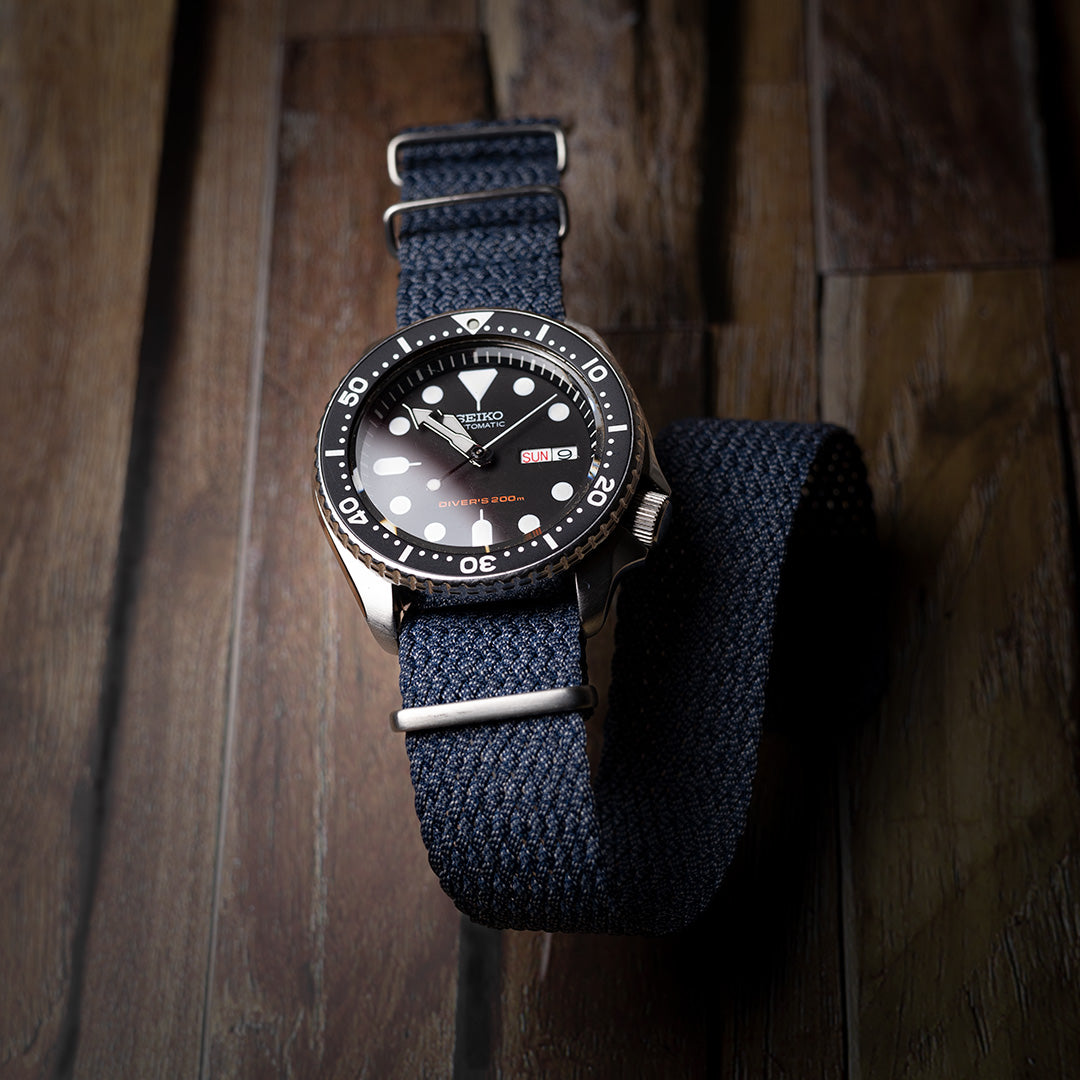 time+ Perlon Military Watch Strap Navy