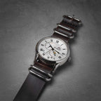 time+ 5 - ring Oil Leather Military Watch Strap Dark Brown