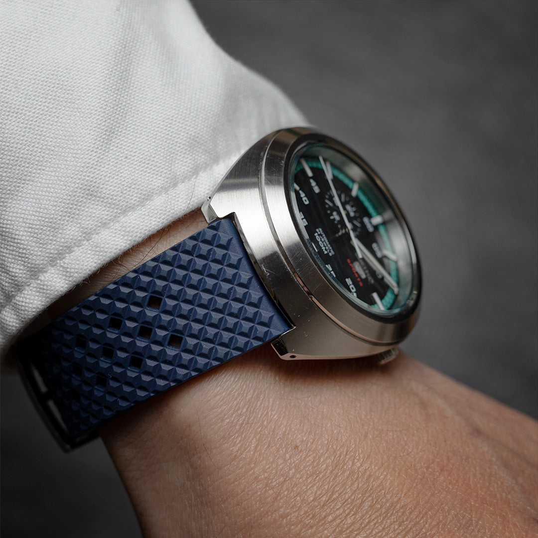 time+ FKM Rubber Tropical Quick Release Watch Strap Navy