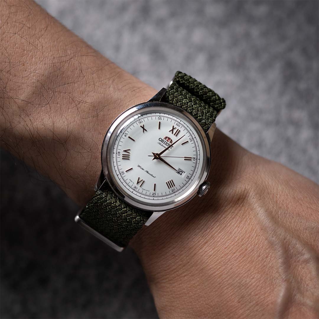 time+ Perlon Military Watch Strap Green