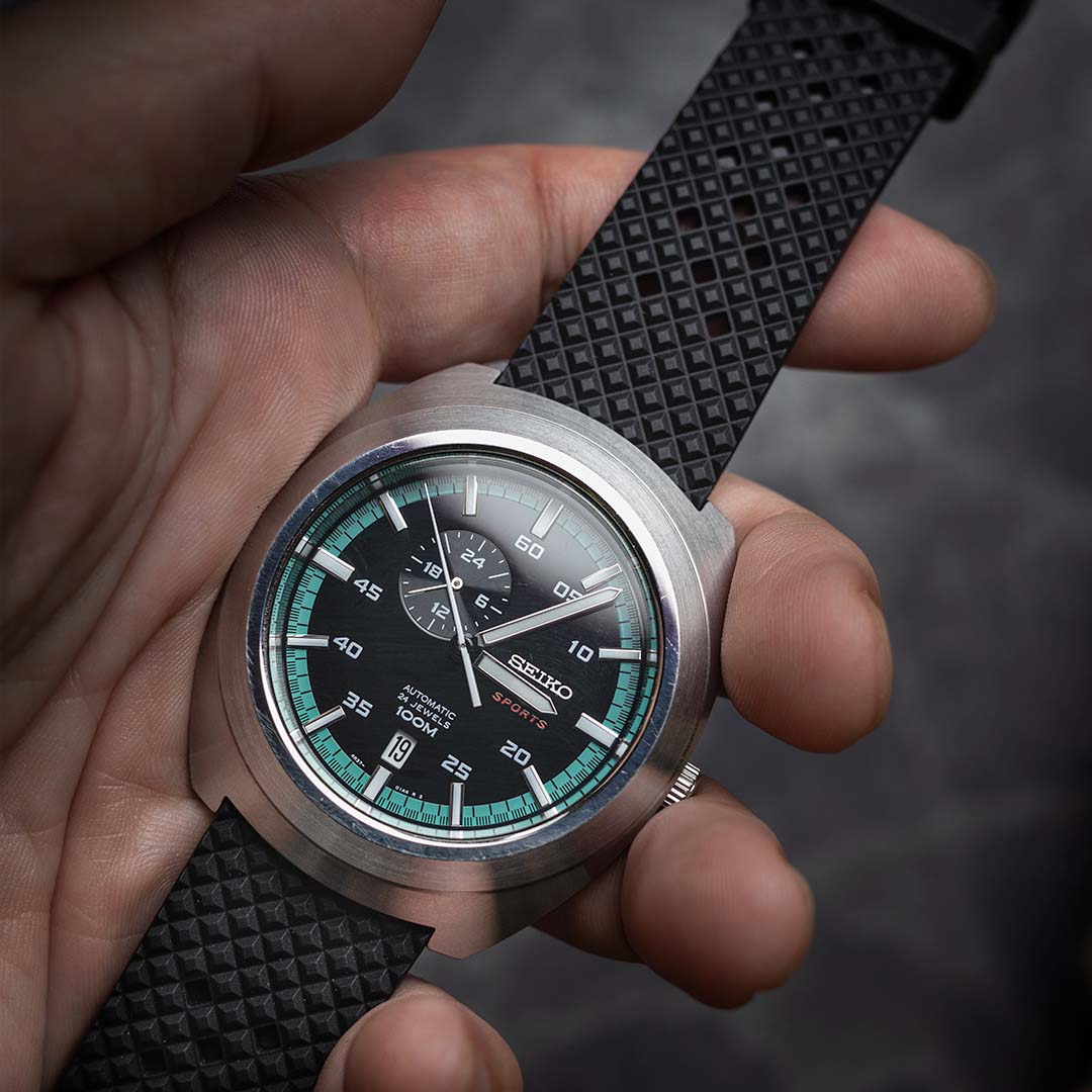 time+ FKM Rubber Tropical Quick Release Watch Strap Black