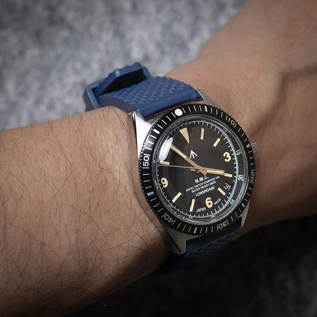 time+ FKM Rubber Tropical Quick Release Watch Strap Navy