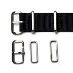 time+ Ballistic Nylon Military Watch Strap / Black - Brushed, Buckle