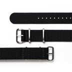 time+ Ballistic Nylon Military Watch Strap Black - Brushed