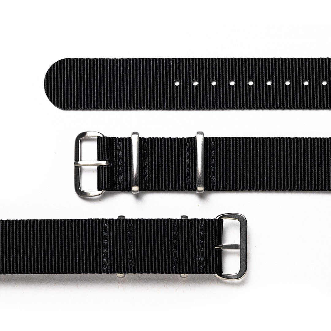 time+ Ballistic Nylon Military Watch Strap Black - Brushed