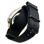 time+ Ballistic Nylon Military Watch Strap Black - Matte Black, Back View