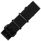 time+ Ballistic Nylon Military Watch Strap Black - Matte Black