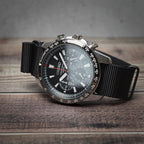 time+ Ballistic Nylon Military Watch Strap Black - Matte Black on SEIKO Chronograph