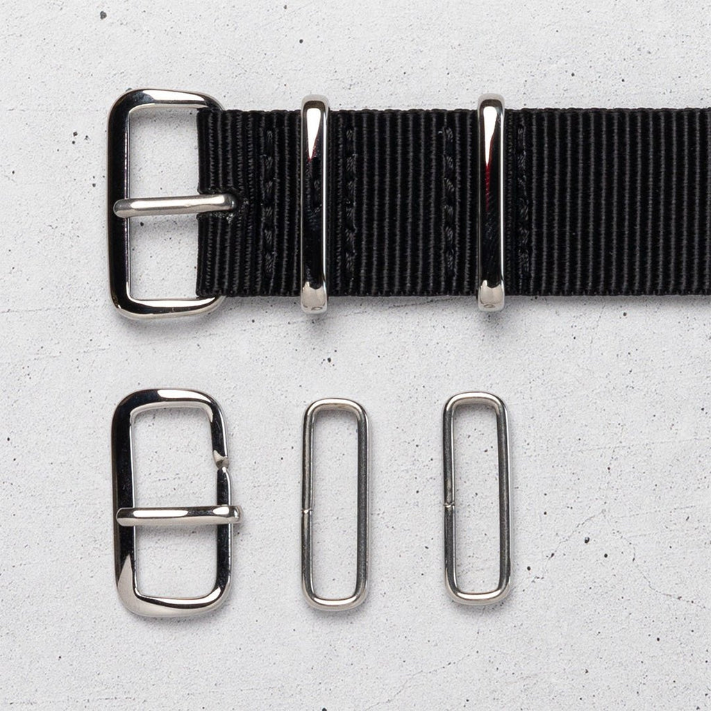 time+ Ballistic Nylon Military Watch Strap Black - Polished