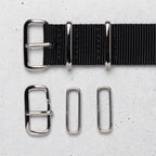 time+ Ballistic Nylon Military Watch Strap Black - Polished