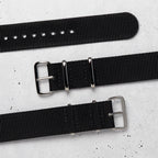 time+ Ballistic Nylon Military Watch Strap Black - Polished