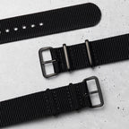 time+ Ballistic Nylon Military Watch Strap Black - Matte Black