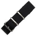 time+ Ballistic Nylon Military Watch Strap Black - Brushed